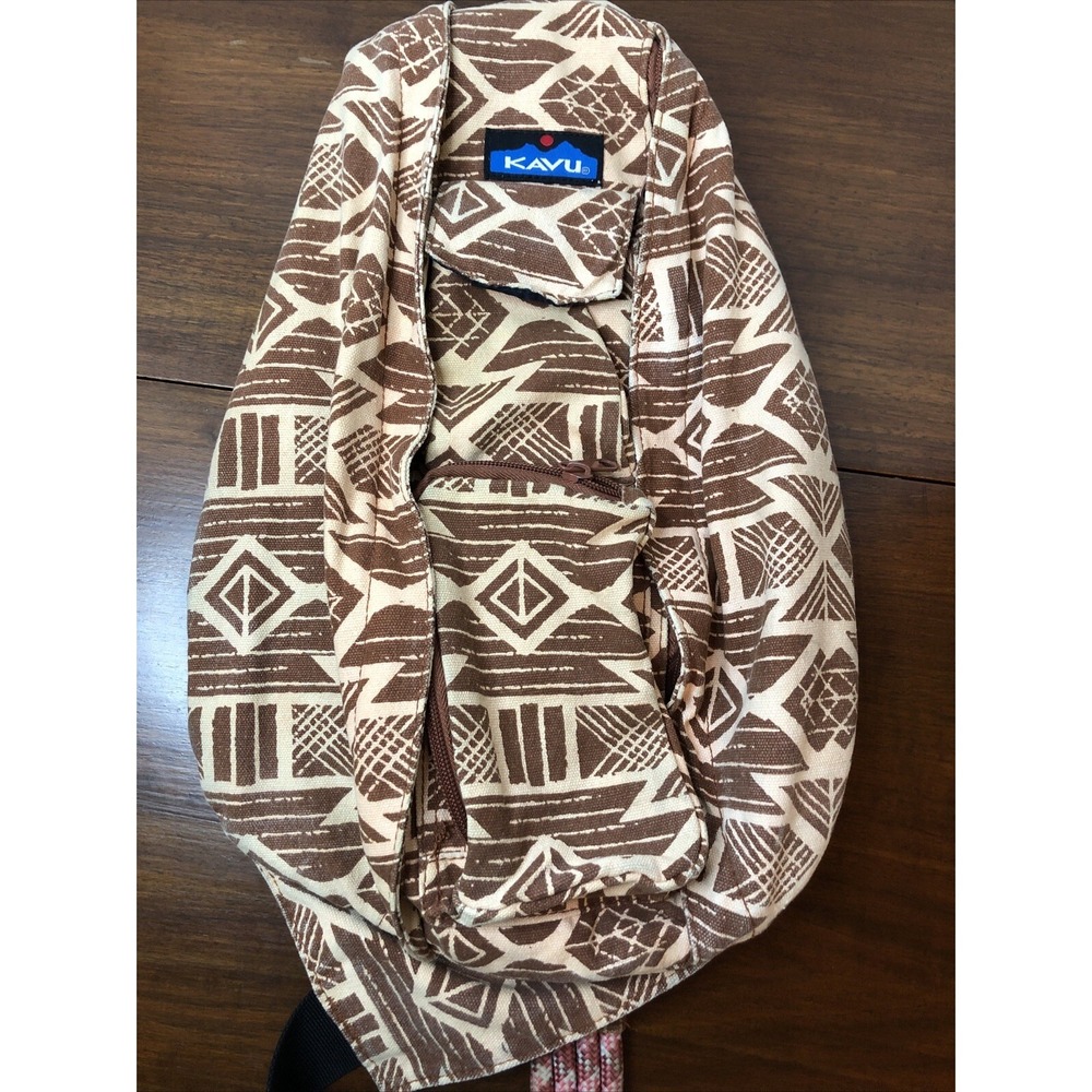 Kavu Brown and Cream Patterned Crossbody Sling Bag